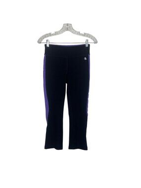 ReActivate Activewear Capri Leggings XS Black Purple Zipper Pocket Gym Workout